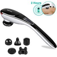 Handheld Back Massager, Ideapro Cordless Neck Massager with 6 Modes and Over Heat Protection,Rechargeable Foot Massager with Red Light Therapy for Shoulder, Arm, Legs, Full Body Pain Relief (Black)