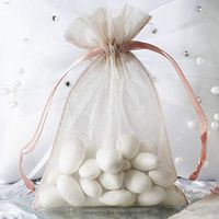 Efavormart 50PCS Rose Quartz Organza Gift Bag Drawstring Pouch Wedding Favors Bridal Shower Treat Jewelry Bags - 4"x6"