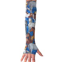Q-oqo Horses Blue Arm Sleeves Sun Protective Arm Compression Cover Warmer Cooler