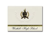 Signature Announcements Westhill High School (Syracuse, NY) Graduation Announcements, Presidential style, Basic package of 25 with Gold & Black Metallic Foil seal
