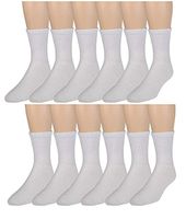 Women's Diabetic Socks - Loose Crew Fit For Better Circulation -12 Pack- By Zeke (9-11 Sock/4-10.5 Shoe, 12 Pk White)