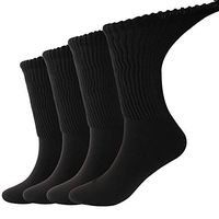 Dsource Mens Womens Diabetic Socks Large Calves Foot Cushion Loose Fit Medical Dress Socks with Seamless Toe 4 Pairs L/XL Brown Crew