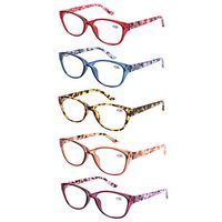 Ladies Reading Glasses 5 Pairs Fashion Spring Hinge Pattern Design Readers for Women (5 Pack Mix Color, 1.75)