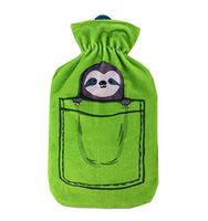 Classic Rubber Hot/Cold Water Bottle with Soft Fleece Cover (400ML,Green)
