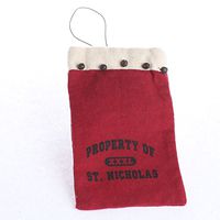 Factory Direct Craft Group of 3 Petite Flocked Linen Property of St. Nicholas Gift Card Bags for Gifting Trinkets, Goodies, and Crafting