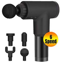 ZPILLOWC 6 Speeds Massage Gun,Deep Tissue Percussion Muscle Massage Gun,Cordless Handheld Super Quiet Massager with 4 Replacement Heads (Black)