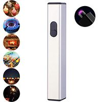 Navpeak Mini Arc Plasma Lighter Rechargeable Windproof USB Thin Electric Lighters for Cigarette Candle BBQ Stove Kitchen (Silver)