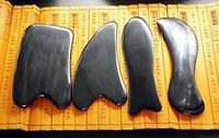 Acupress Genuine Natural Black Buffalo Horn GuaSha Scraping Massage Tools Set of 4 for SPA Acupuncture Therapy Trigger Point Treatment