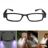 LED Readers with Lights Reading Glasses Lighted Magnifier Nighttime Reader Compact Full Frame Eyewear Clear Vision Unisex Lighted Eye Glasses(+2.5)