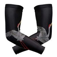 LEVEIS Embroidery with Crane Bird for Neckline Arm Sleeves UV Protection for Men Women Sunblock Protective Gloves Running Golf Cycling Driving Long Arm Cover 1 Pair