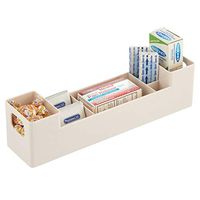 mDesign Plastic Storage Organizer Bin with Handles - Divided Organizer for Vitamins, Supplements, Serums, Essential Oils, Medicine Pill Bottles, Adhesive Bandages, First Aid Supplies - Cream/Beige