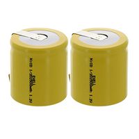 2x Exell 1/2D Size 1.2V 2500mAh NiCD Rechargeable Batteries with Tabs for high power static applications (Telecoms, UPS and Smart grid), electric mopeds, meters, radios, RC devices, electric tools