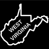 West Virginia State Outline Decal Sticker (White), Decal Sticker Vinyl Car Home Truck Window Laptop