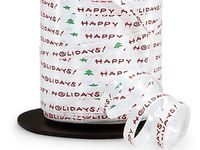 250YDS Spool of 1/4" White Red & Green"Happy Holidays" Curling Ribbon ngKE -1884