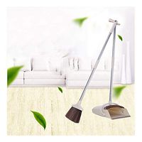 Jeeke Broom and Dustpan Set Cleaning Supplies Vertical Brush and Dust Pot Combination Upright Cleaning for Home Kitchen Room Office Lobby Floor, Ship from USA (Khaki)