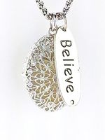 Filigree Oval Essential Oil Diffuser Necklace, Sterling Silver/Rhodium Plated with"Tree of Life" Charm, 18 inch Chain, and 3 Felt Pads Included.