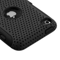 Protective Dual Hard Case and Soft Silicone Skin for Apple iPod Touch 4th Generation (Black)