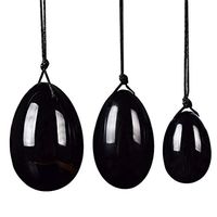 Healifty 3PCS Black Yoni Egg Drilled Crystal Quartz Jade Egg Chakra Healing Yoga Exercise Eggs for Muscles Kegel Exercise