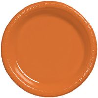 Creative Converting Touch of Color 20 Count Plastic Banquet Plates, Sunkissed Orange