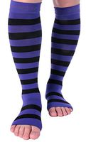 Doc Miller Open Toe Compression Socks 1 Pair 15-20 mmHg Firm Graduated Support for Circulation Surgery Recovery Varicose Veins POTS(Prp-Blk, XL)