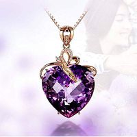 Fashion Rose Gold Chain Purple Crystal Zircon Heart Pendant Necklace Jewelry Pretty Beautiful Cute Stylish Lovely Cheap Fashionable Womens Comfortable Comfy