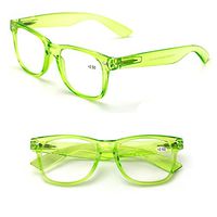 Transparent Neon Color Deluxe Reading Glasses - Comfortable Stylish Simple Readers Rx Magnification (Green, 2.00)