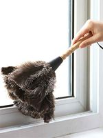 Ostrich Feather Duster, Anti-Static Ostrich Feather Duster with Solid Wooden Handle Easy to Clean and Reuse Feathers Duster Cleaning Brush Tool,C