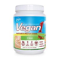 Nutrition 53 Vegan 1 Natural Protein Shake Powder, Natural, Balanced, Chai (1.5 lb)