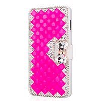 Amocase Wallet Cover with 2 in 1 Stylus for iPhone XS Max,Luxury 3D Handmade Square Diamond Crystal Rhinestone Bowknot Magnetic Stand Leather Case for iPhone XS Max - Rose