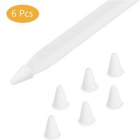 USSJ Protective Silicone Nips Case Compatible with Apple Pencil Tips for 1st & 2nd Gen,Writing Protection Replacement for iPad Pencil Accessory. (White，6Pcs)