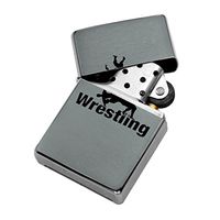 Wrestling - Windproof Flip-Top Refillable Silver Lighter with tin Gift Box
