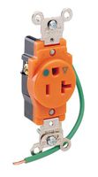 Leviton 8310-OIG 20 Amp, 125 Volt, Narrow Body Single Receptacle, Straight Blade, Hospital Grade, Isolated Ground, Orange