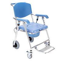 Xue Yang Shop Mobile Shower Commode/Shower Wheelchair Padded Toilet Seat Shower Transport Chair with 4" Locking Caster, Removable Pedal, Adjustable armrest,18" Seat 150KG Load-Bearing