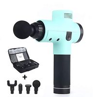 Handheld Massager Gun for Muscle Pain Relief Stiffness Relaxation, Portable Cordless Quiet Chargable Deep Tissue Massage Gun with 4 Massage Heads and Suitcase (Red) (Blue)