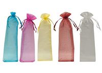 Ankirol 100pcs Sheer Organza Fan Bags 2.4X10.6 INCH Folding Fan Organza Gift Bag Gift Pouch with Drawstring Silk Pouches for Hand Fans (Mix)