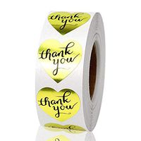 Louise Maelys 1" Golden Heart Shape Thank You Stickers Envelope Gift Box Bag Sealing Labels 500pcs per Roll