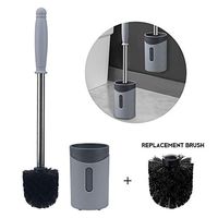 UTAKE Toilet Brush and Holder Set Toilet Brush with Aluminum Handle for Bathroom Soft Silicone Bristle Toilet Bowl Brush with Sticky Hook