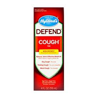 Cough Syrup by Hyland's Defend, Dry Cough Medicine, Mucus and Sore Throat Relief, Non-Drowsy, Natural Cough Suppressant for Adults, 4 Fl Oz