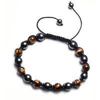 CrystalTears Yellow Tiger Eye Beads Hematite Magnetic Therapy Bracelet, Adjustable Braided Link Bangle Reiki Healing Energy Stone