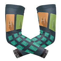 LEVEIS A-Z Alphabet Flat Icons Set Arm Sleeves UV Protection for Men Women Sunblock Protective Gloves Running Golf Cycling Driving Long Arm Cover 1 Pair