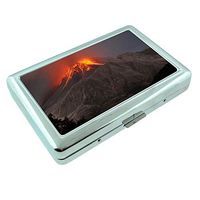 Volcano Erupt Mountain Earth Volcanoes Lava S7 Silver Cigarette Case Metal Wallet Id Holder King & 100's 4" X 2.75" RFID Protection