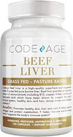 Codeage Grass Fed Beef Liver Capsules - Desiccated Freeze Dried Beef Liver Powder Supplement Pills, Liver Support, Natural Iron, Vitamin A, D, K, E, B12 for Energy, CoQ10, Choline, Folate 180 Capsules
