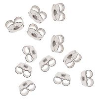 Beadaholique 5005150 12-Piece Sterling Earring Backs, 5.5mm, Silver