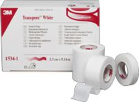3M Healthcare Transpore Hypoallergenic Surgical Tape 1" x 10 yds, White, Strong Adhesion, Water Resistant, Latex-free (Box of 12 Roll)