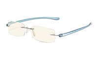 Eyekepper Computer Reading Glasses,Blue Light Filter Rimless Readers,UV Protection, Blue Arm +0.75