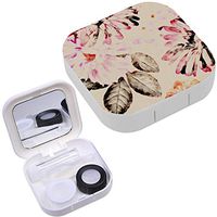 Portable Contact Lens Case Box Travel Kit Mirror + Bottle + Tweezers Container Holder [ Art Vintage Monochrome Watercolor Graphic ]