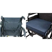 Wheelchair Comfort Duo:Duro-Med Wheelchair Cushion and Wheelchair Storage Tote Bag Set-  Wheelchair Seat Cushion With Cover, Navy Blue, 3 x 16 x 18 Inches