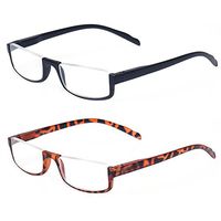 Reading glasses 2 Pair Half Moon Half Frame Readers Spring Hinge Men and Women Glasses (2 Pack Mix Color, 3.00)
