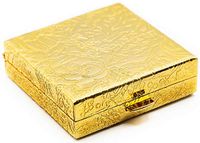 Gold Floral Pattern Square Pocket Purse Portable Travel Pill Box & Medicine Organizer (1 Large Compartment)