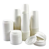 Black Cat Avenue 50 Sets 20 oz Disposable Hot White Paper Cups with Lids For Hot Drinks Coffee Cocoa Chocolate Latte Cappuccino